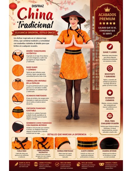 Costume Chine Taille M | Costumes pour Adultes Le Roi du Carnaval
